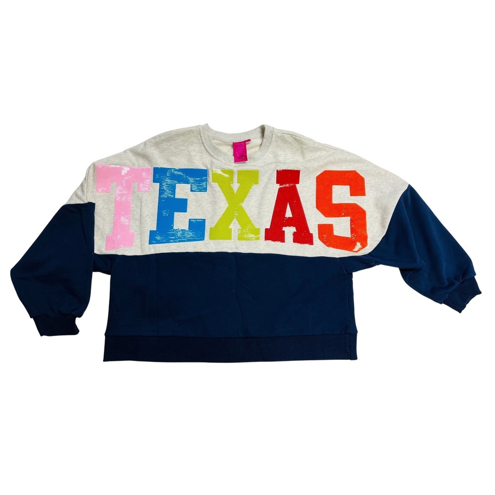 Queen of Sparkles Sweatshirt Medium Texas Queen Sequin Colorblock Gameday Preppy
